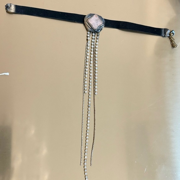 OOAK ADINA MILLS pink quartz pyramid and rhinestone choker #collectorsitem - Picture 7 of 7